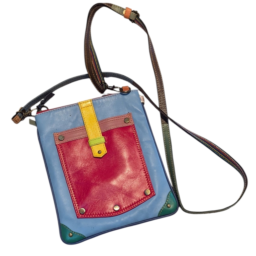 Vaan & Co ,Colorful Crossbody Pouch Bag with Red and Blue